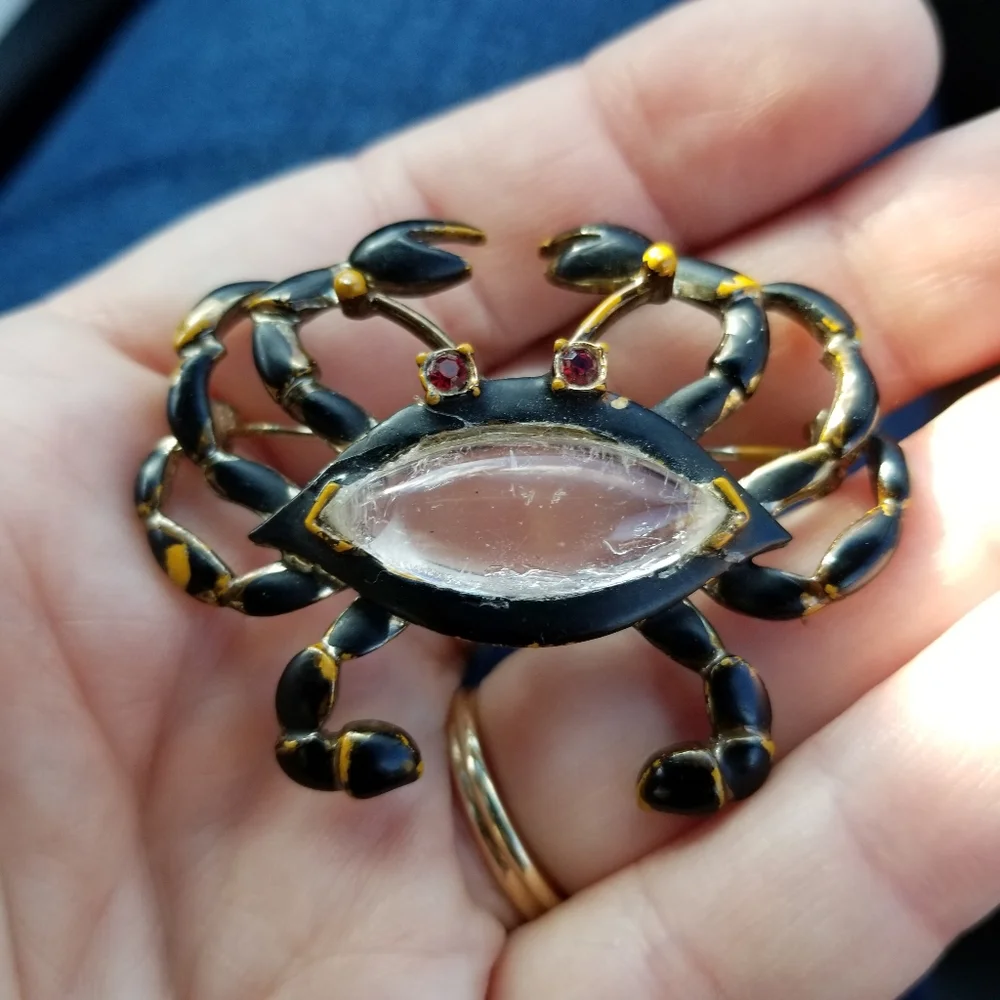 Relisted - Vintage crab brooch jelly belly unsigned Hattie Carnegie - Picture 7 of 13
